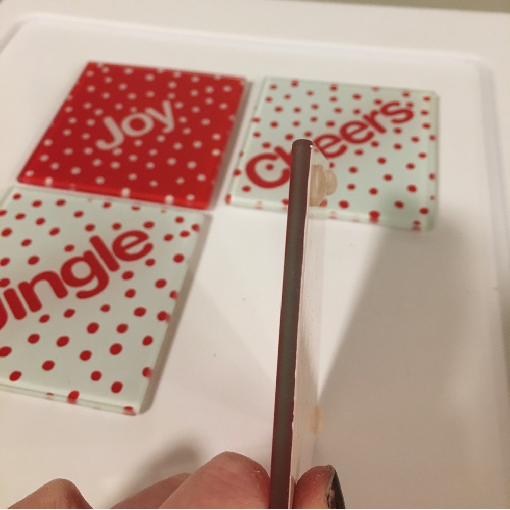 Glass Christmas Coasters - set of 4, Holiday, Unique Gift, Joy Cheers Jingle - Picture 7 of 14